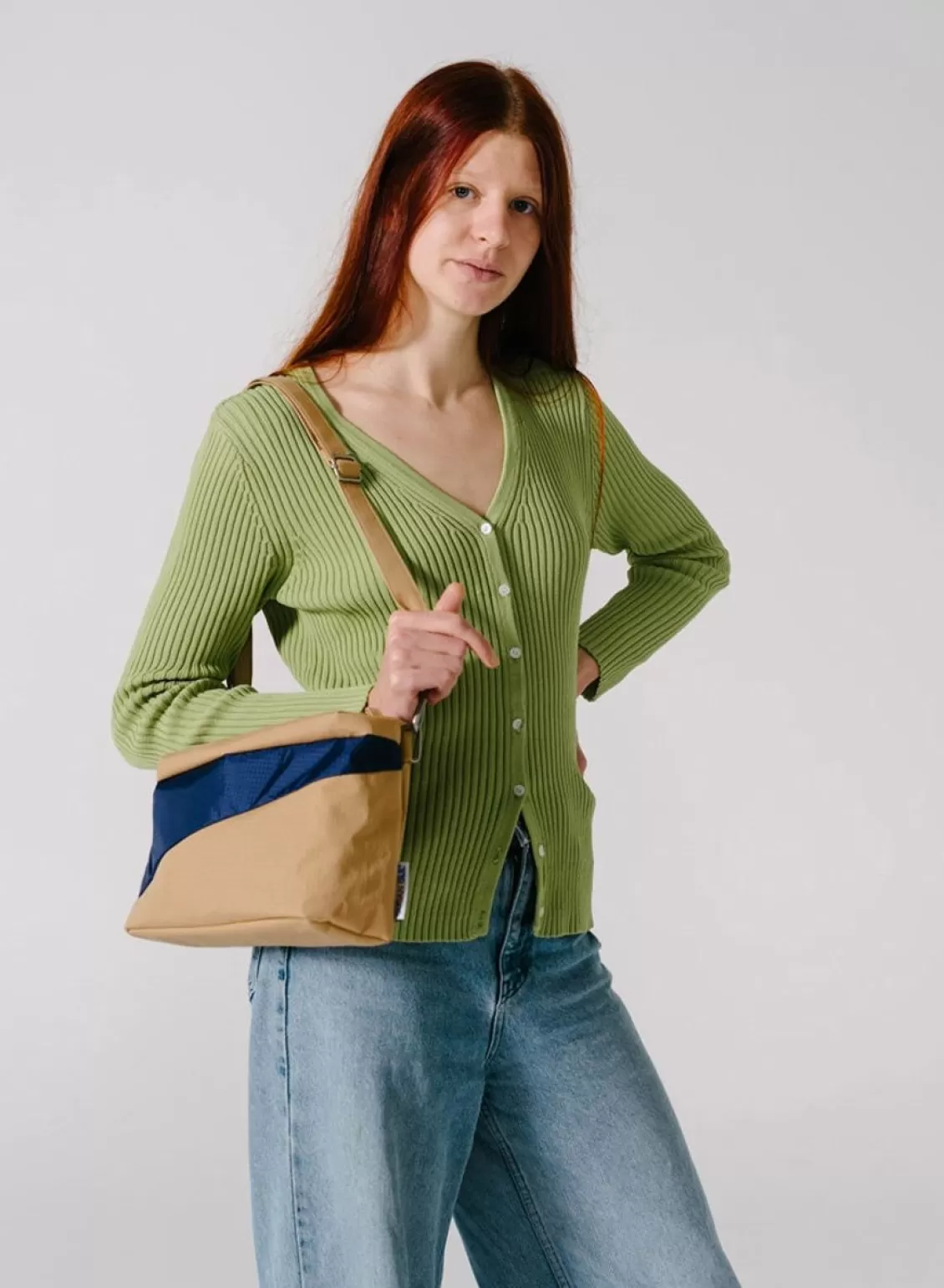 SUSAN BIJL The New Bum Bag Camel & Navy Medium Online