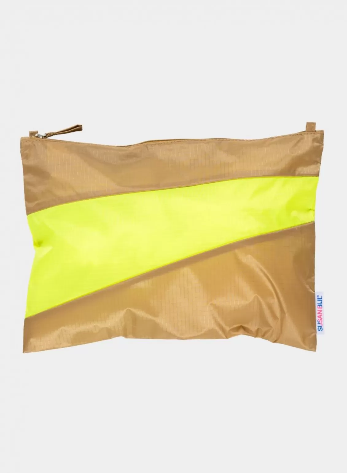 SUSAN BIJL The New Pouch Camel & Fluo Yellow Large Clearance