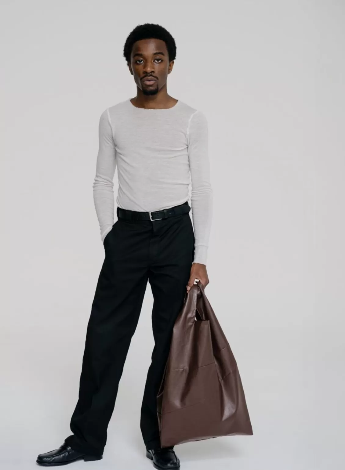 SUSAN BIJL The New Shopping Bag Large, Oil Dark Brown Flash Sale