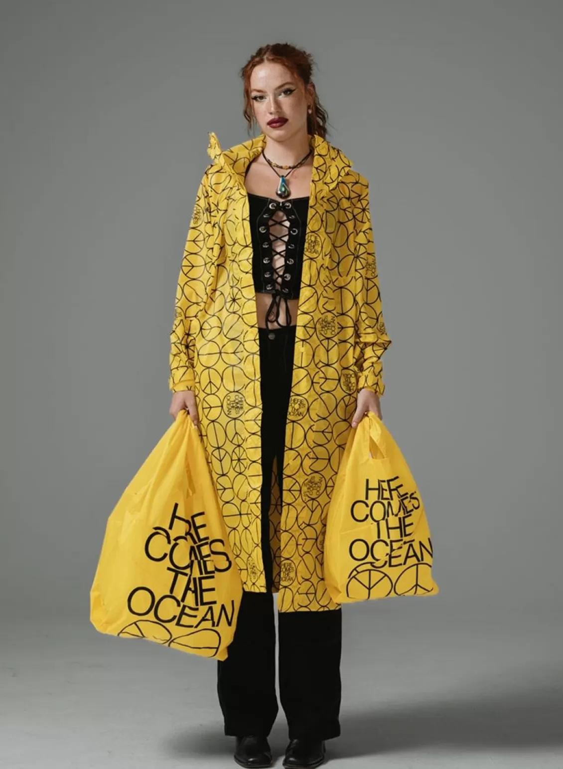 SUSAN BIJL The New Shopping Bag Ocean Tv Yellow Medium Best Sale