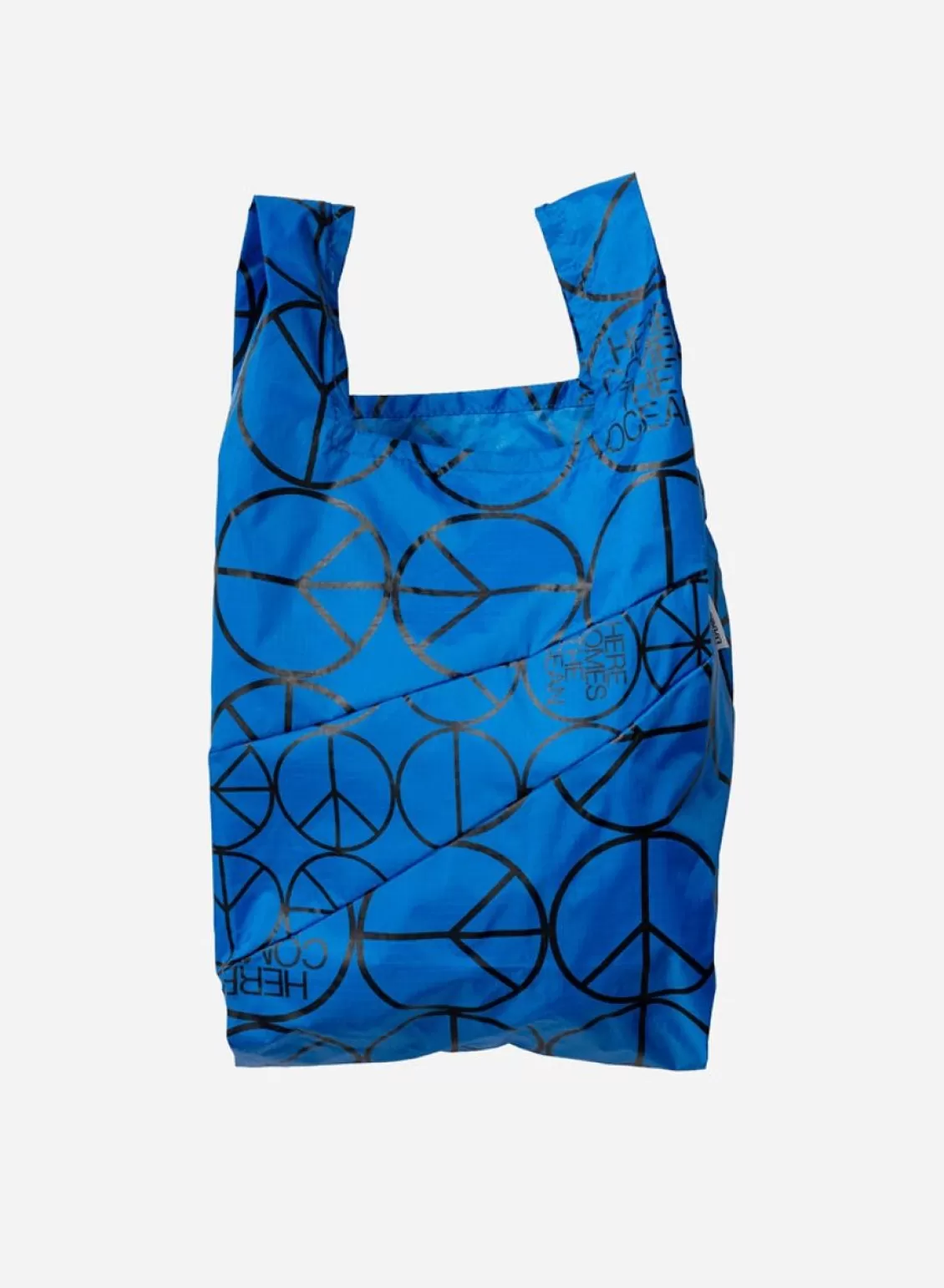 SUSAN BIJL The New Shopping Bag Peace Blue Medium Clearance